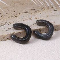 Fashion Black Acrylic C-shaped Earrings