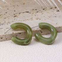 Fashion Olive Green Acrylic C-shaped Earrings