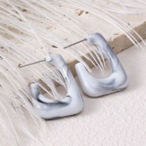 Fashion White Gray Acrylic U-shaped Earrings