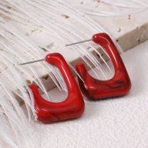 Fashion Red Acrylic U-shaped Earrings