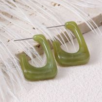 Fashion Olive Green Acrylic U-shaped Earrings
