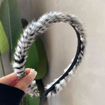 Fashion 44# White Black Plush Thin Edge Headband