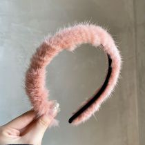 Fashion Pink Plush Thin Edge Headband