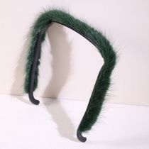 Fashion Dark Green Plush Thin Edge Headband