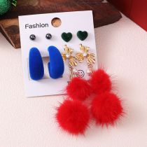 Fashion 2# Flocking Love Ball Geometric Earring Set