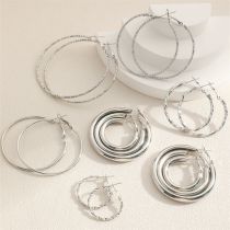 Fashion 4# Metal Geometric Round Earrings Set