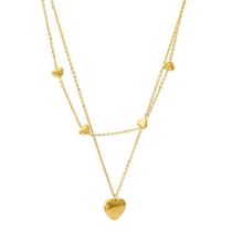 Fashion Gold Titanium Steel Love Double Layer Necklace