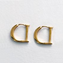 Fashion 15mm Gold Color Ek3604 Ear Copper Geometric Letter Earrings
