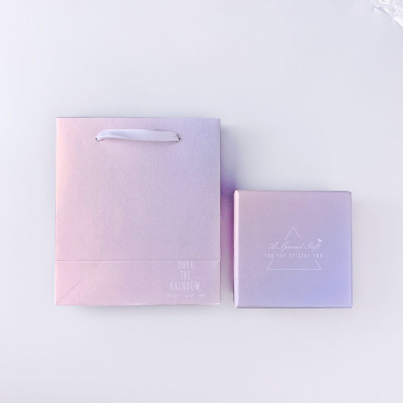 Fashion Gradient Pink Gift Box And Tote Bag Square Jewelry Packaging Box + Handbag