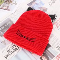 Fashion Red Acrylic Knitted Embroidered Beanie