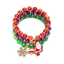 Fashion 4# Alloy Geometric Beaded Oil Drop Christmas Bracelet Set