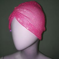 Fashion Rose Hat Rhinestone Pleated Stretch Dome Hat