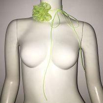 Fashion Green Rhinestone Flower Lace Necklace
