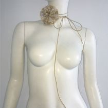 Fashion Gold Rhinestone Flower Lace Necklace