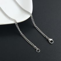 Fashion Steel Color 0.3*55cm No10-9 Stainless Steel Geometric Chain Men's Necklace With Chain