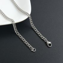 Fashion Steel Color 0.4*55cm No11-4 Stainless Steel Geometric Chain Men's Necklace With Chain