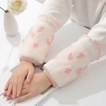 Fashion Rose Color Double Layer Embroidered Lace Sleeves