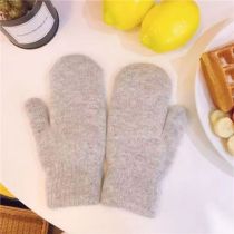 Fashion Light Grey Imitation Rabbit Fur Knitted All-inclusive Gloves