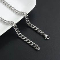 Fashion Steel Color 0.6*60cm No08-2 Stainless Steel Geometric Chain Men's Necklace With Chain