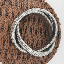 Fashion Silver Stainless Steel Elastic Double Circle Snake Bracelet
