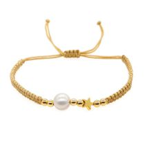 Fashion Gold Cord Braided Five-pointed Star Pearl Bracelet