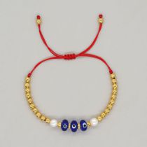 Fashion H Gold Plated Copper Beaded Eye Pearl Bracelet