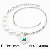 Fashion Steel Color Necklace Titanium Steel Diamond Love Splicing Chain Necklace