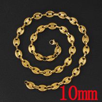Fashion Gold Necklace 10mm60cm Titanium Steel Oval Pig Nose Necklace