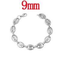 Fashion Steel Color Bracelet 9mm23cm Metal Coffee Bean Chain Mens Bracelet