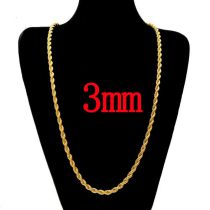 Fashion 3mm50cm Gold Stainless Steel Geometric Twist Chain Necklace
