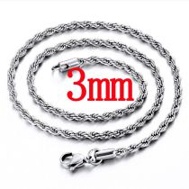 Fashion 3mm55cm Steel Color Stainless Steel Geometric Twist Chain Necklace