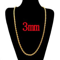 Fashion 3mm55cm Gold Stainless Steel Geometric Twist Chain Necklace