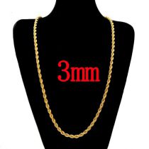 Fashion 3mm60cm Gold Stainless Steel Geometric Twist Chain Necklace