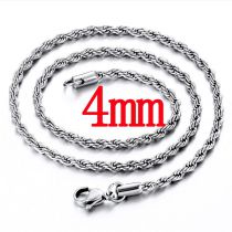 Fashion 4mm50cm Steel Color Stainless Steel Geometric Twist Chain Necklace