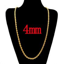 Fashion 4mm75cm Gold Stainless Steel Geometric Twist Chain Necklace