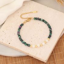 Fashion 6# Red And Green Treasure Geometric Natural Stone Beaded Bracelet