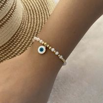 Fashion 4# White Crystal Beaded Oil Drop Eye Bracelet