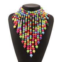 Fashion Color Acrylic Colorful Beaded Tassel Necklace