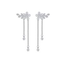 Fashion Silver Copper Diamond Flower Tassel Earrings