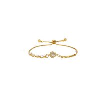 Fashion Clover Pearl Bracelet (gold) Copper Diamond Flower Shell Bead Pull-out Bracelet
