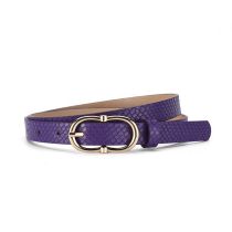 Fashion Purple Pu Japanese Buckle Snake Pattern Wide Belt