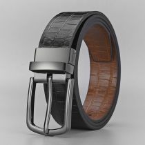 Fashion 9013 (available In Black And Brown On Both Sides) Metal Square Buckle Pebbled Wide Belt