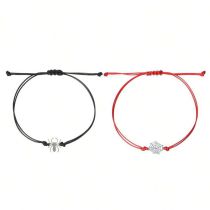 Fashion Black And Red Double Hanging Spider And Web Wax Rope Pair A Pair Of Alloy Spider Web Bracelets