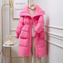Fashion Pink Spandex Lapel Double Pocket Cotton Jacket