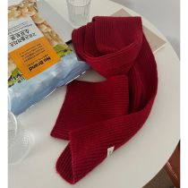 Fashion Girls Scarf Red Acrylic Knitted Patch Scarf