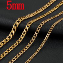 Fashion 5mm55cm Gold Stainless Steel Geometric Chain Men's Necklace