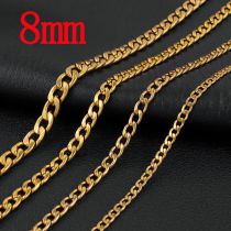 Fashion 8mm65cm Gold Stainless Steel Geometric Chain Men's Necklace