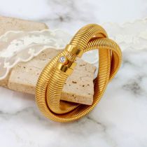 Fashion Double Ring Gold Titanium Steel Geometric Double Ring Bracelet