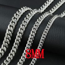 Fashion Steel Color 8mm60cm Stainless Steel Geometric Chain Men's Necklace
