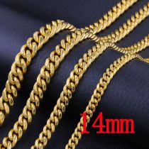 Fashion Gold 14mm60cm Stainless Steel Geometric Chain Men's Necklace